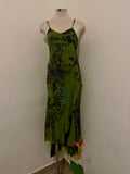 Archive Slip Dress — Acid Green Rhinestone Floral