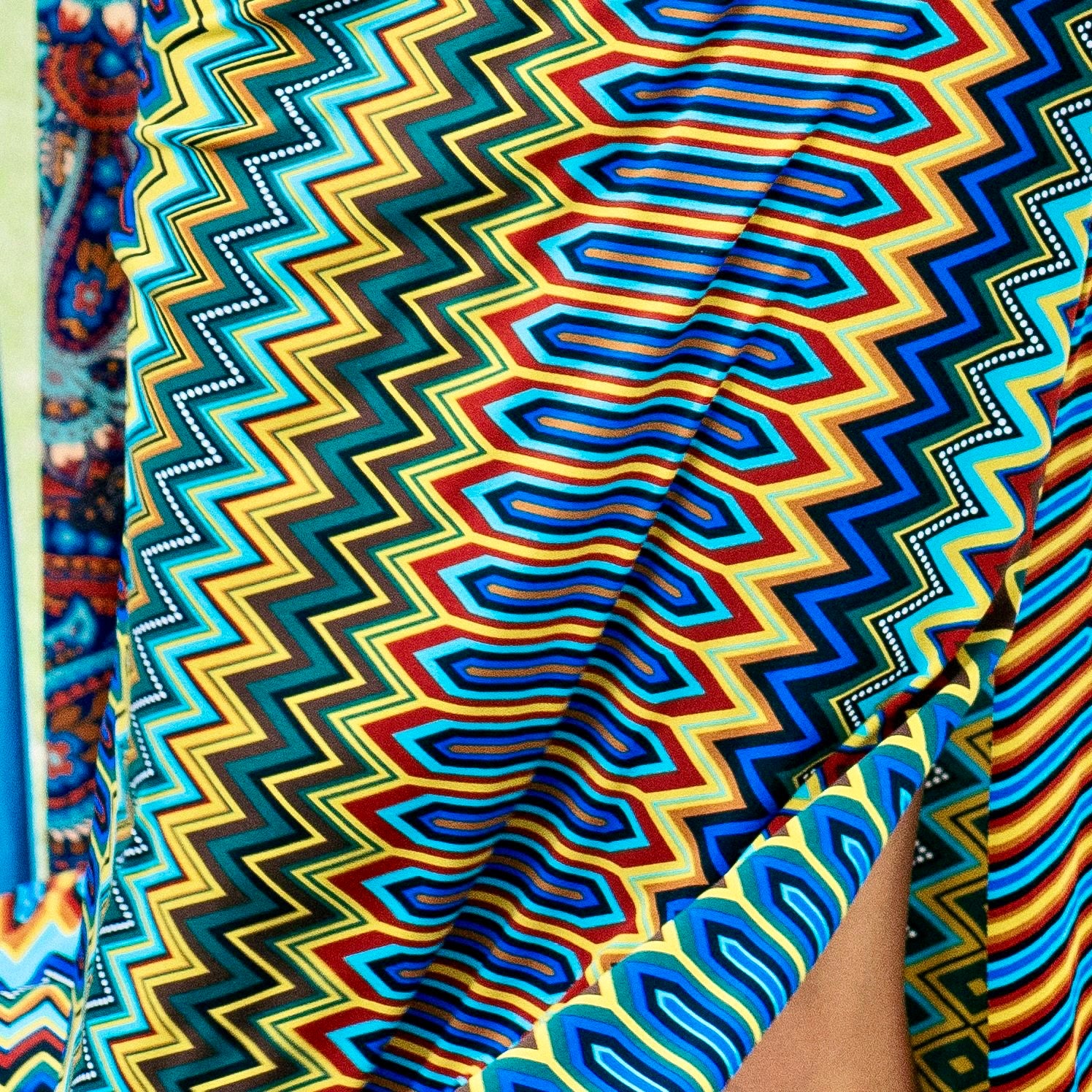 Geometric Wave Maxi Dress